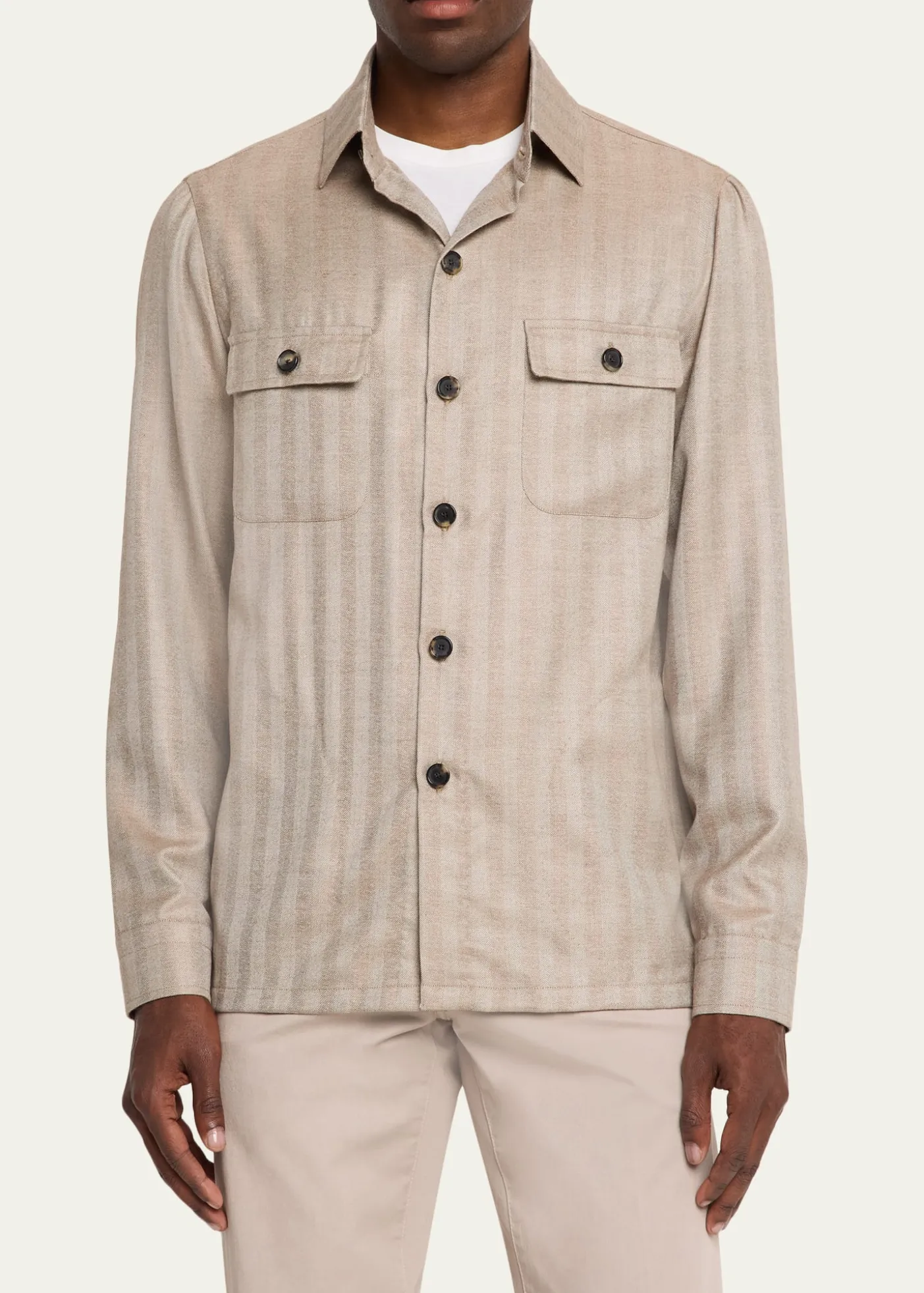 Cesare AttoliniMen's Cashmere and Silk Herringbone Field Jacket