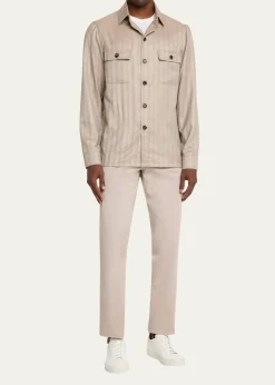 Cesare AttoliniMen's Cotton Slim Straight-Leg Five-Pocket Pants