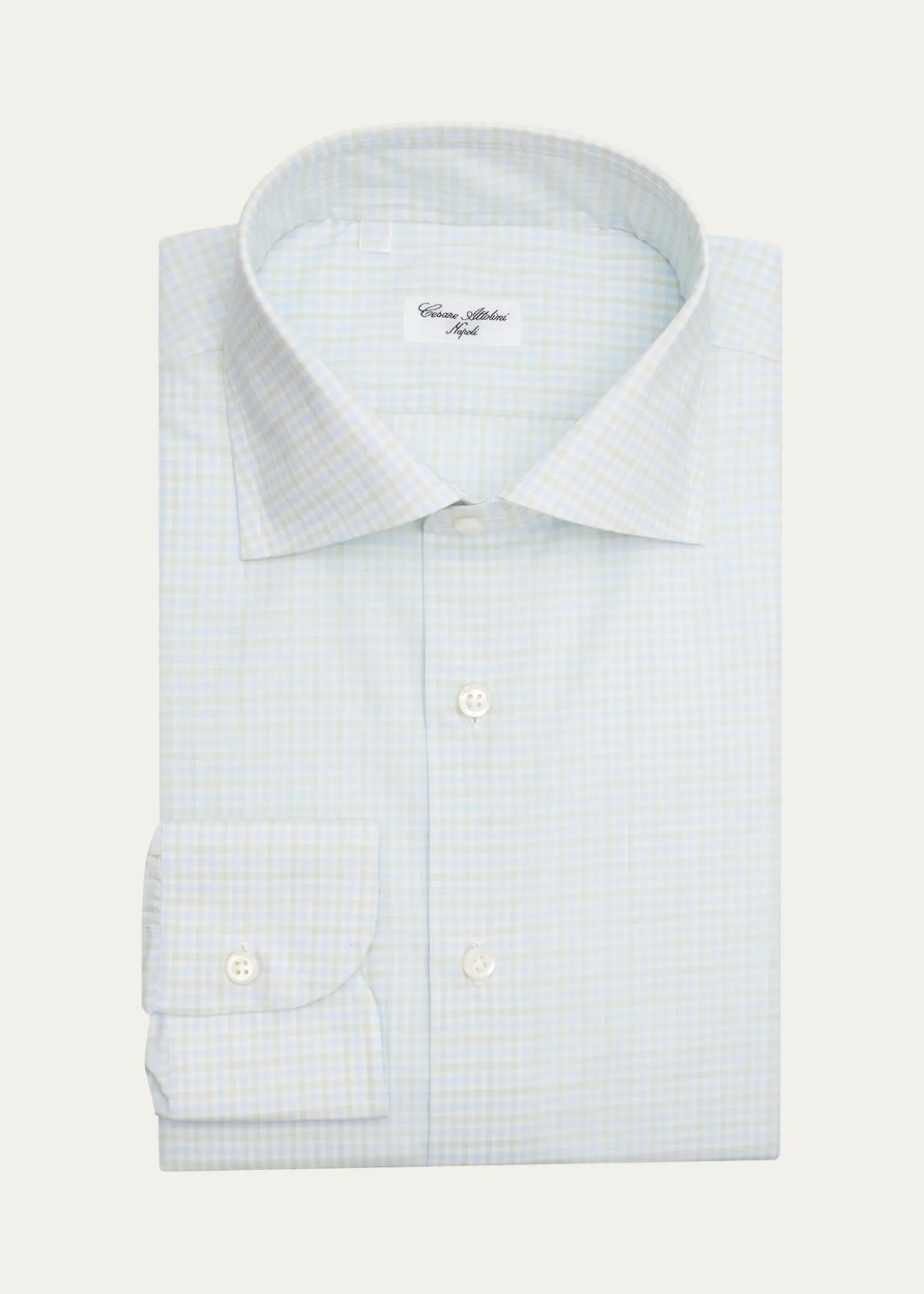 Cesare AttoliniMen's Micro-Gingham Cotton Dress Shirt