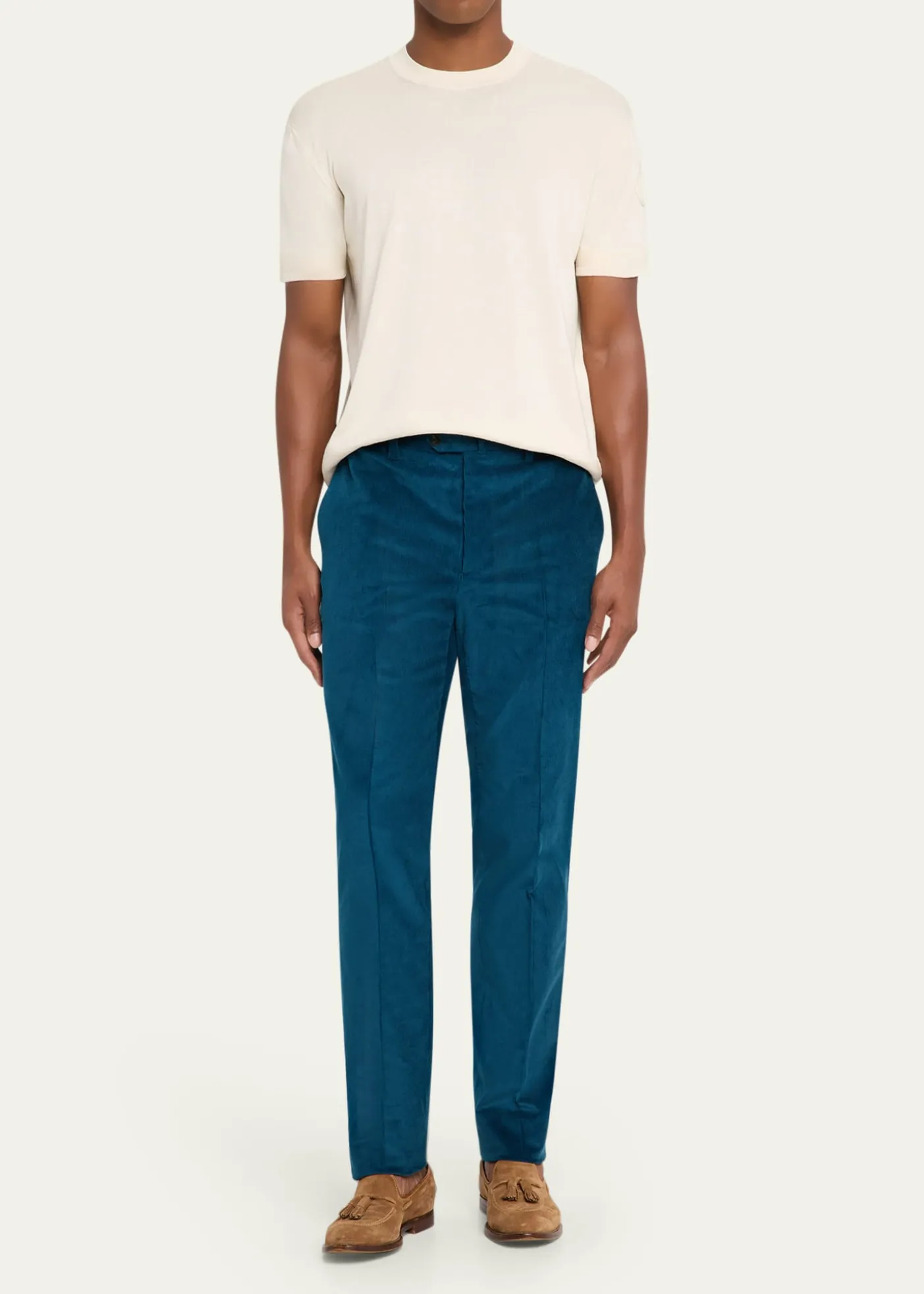 Cesare AttoliniMen's Slim Corduroy Flat-Front Pants