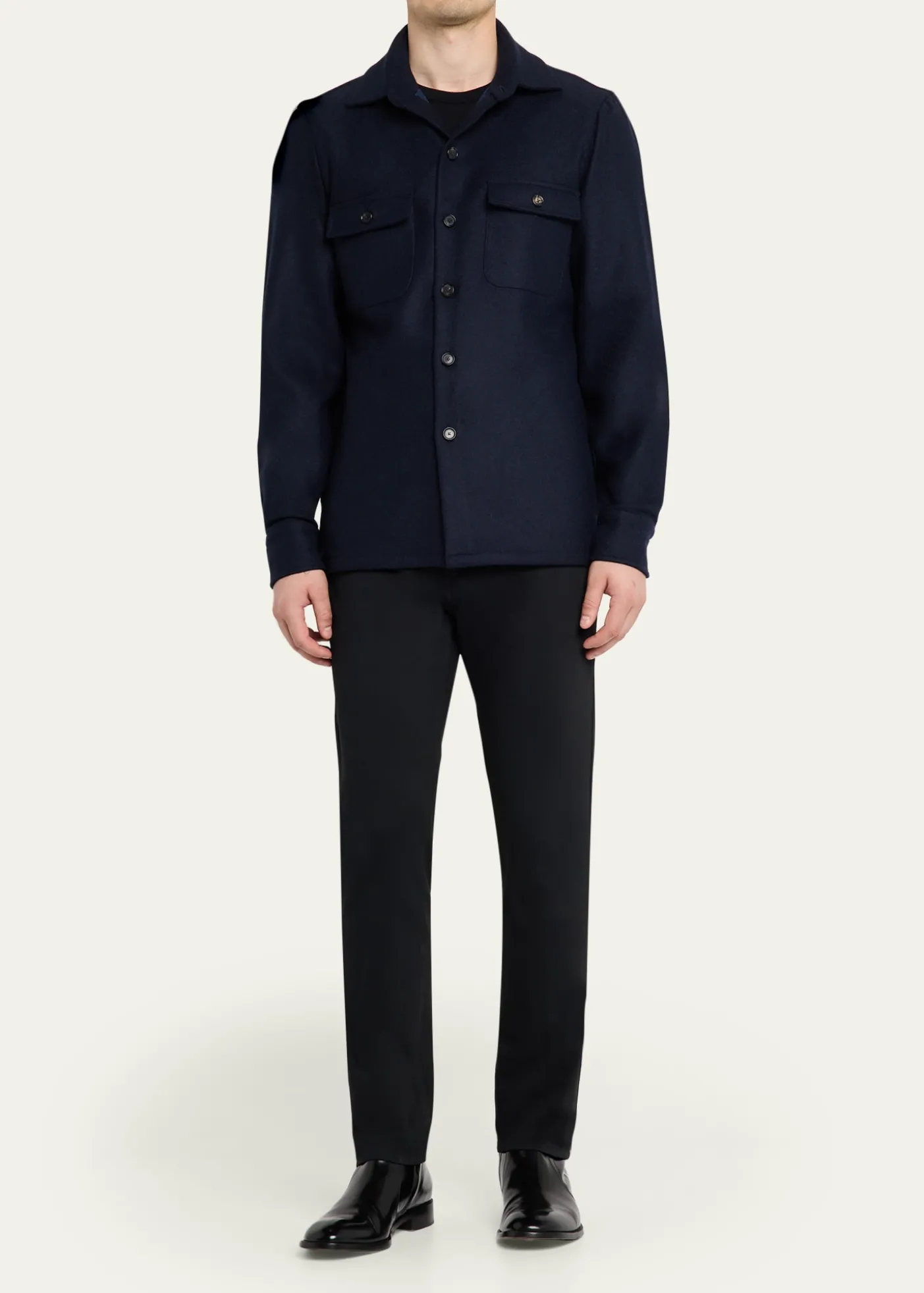 Cesare AttoliniMen's Wool Flap-Pocket Overshirt