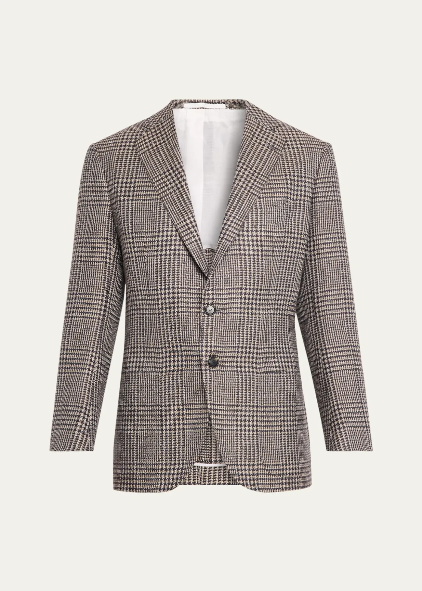Cesare AttoliniMen's Wool, Silk and Linen Prince of Wales Sport Coat