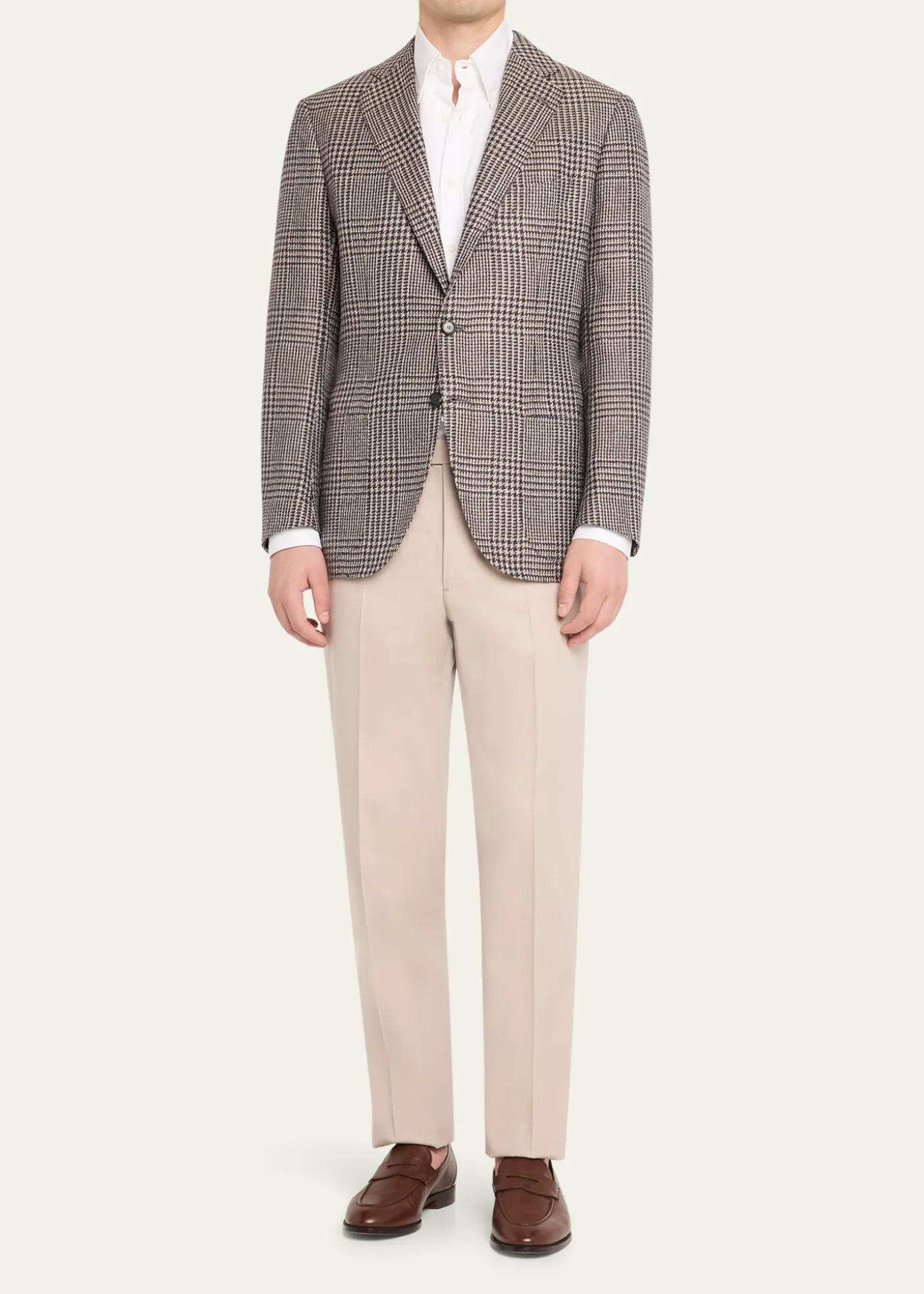 Cesare AttoliniMen's Wool, Silk and Linen Prince of Wales Sport Coat