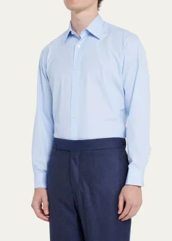 CharvetMen's Point Collar Cotton Dress Shirt