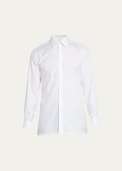 CharvetMen's Slim Fit Covered Placket Dress Shirt