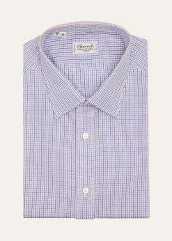 CharvetMen's Cotton Micro-Check Point Collar Slim Dress Shirt