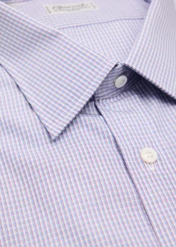 CharvetMen's Cotton Micro-Check Point Collar Slim Dress Shirt
