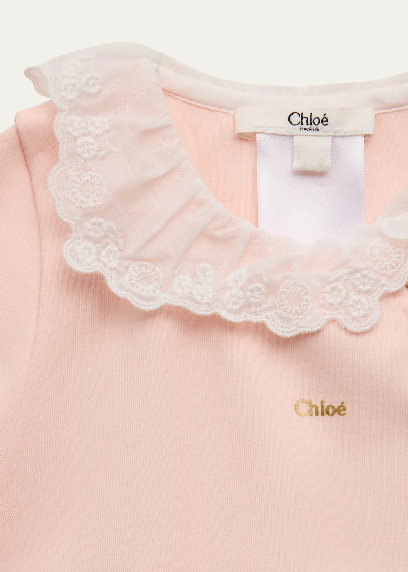 ChloeGirl's Lace-Trim Cotton Babygrow & Bib Set, Size 1M-6M
