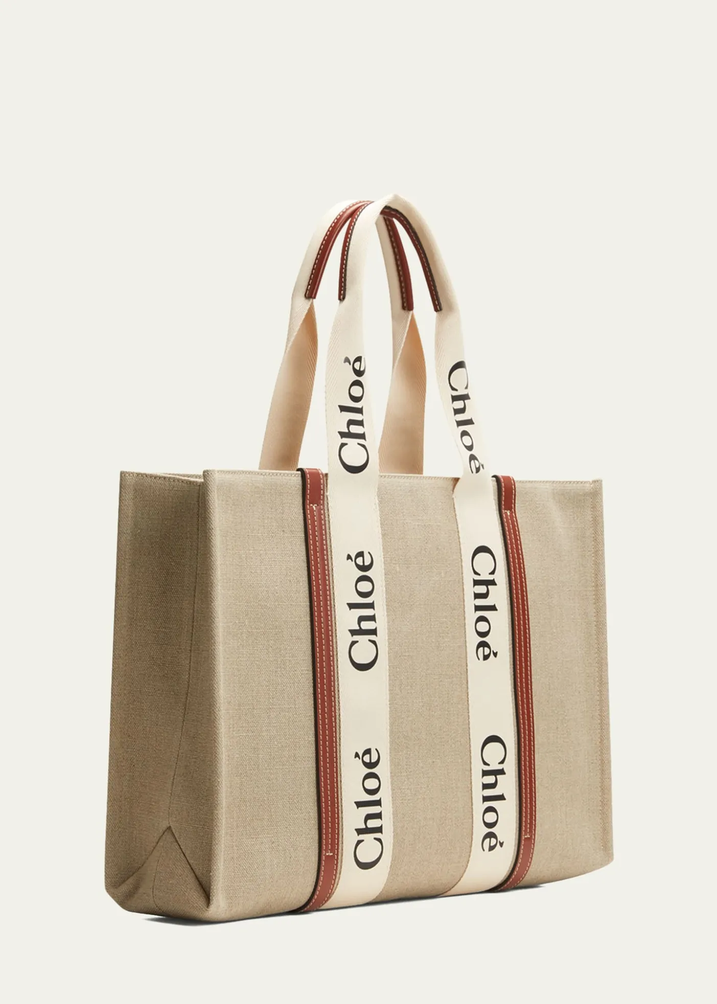 ChloeWoody Large Tote Bag in Linen