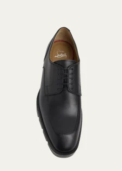 Christian LouboutinMen's Davisol Lion Leather Lug-Sole Derby Shoes