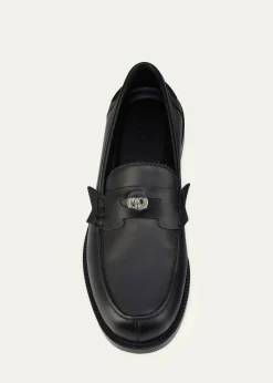 Christian Louboutinx Jaden Smith Men's Plato Leather Red-Sole Penny Loafers