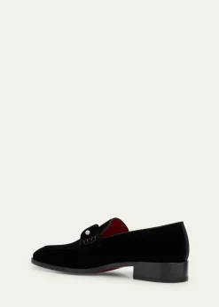 Christian LouboutinMen's Chambelimoc Night Strass Velvet Loafers