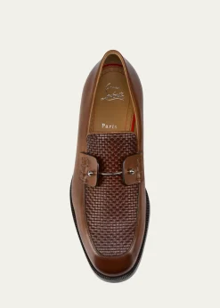Christian LouboutinMen's Chambelimoc Woven Leather Boat Shoes