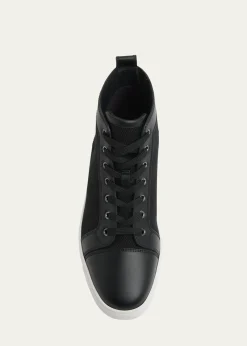 Christian LouboutinMen's Louis Textile and Leather Red-Sole High-Top Sneakers