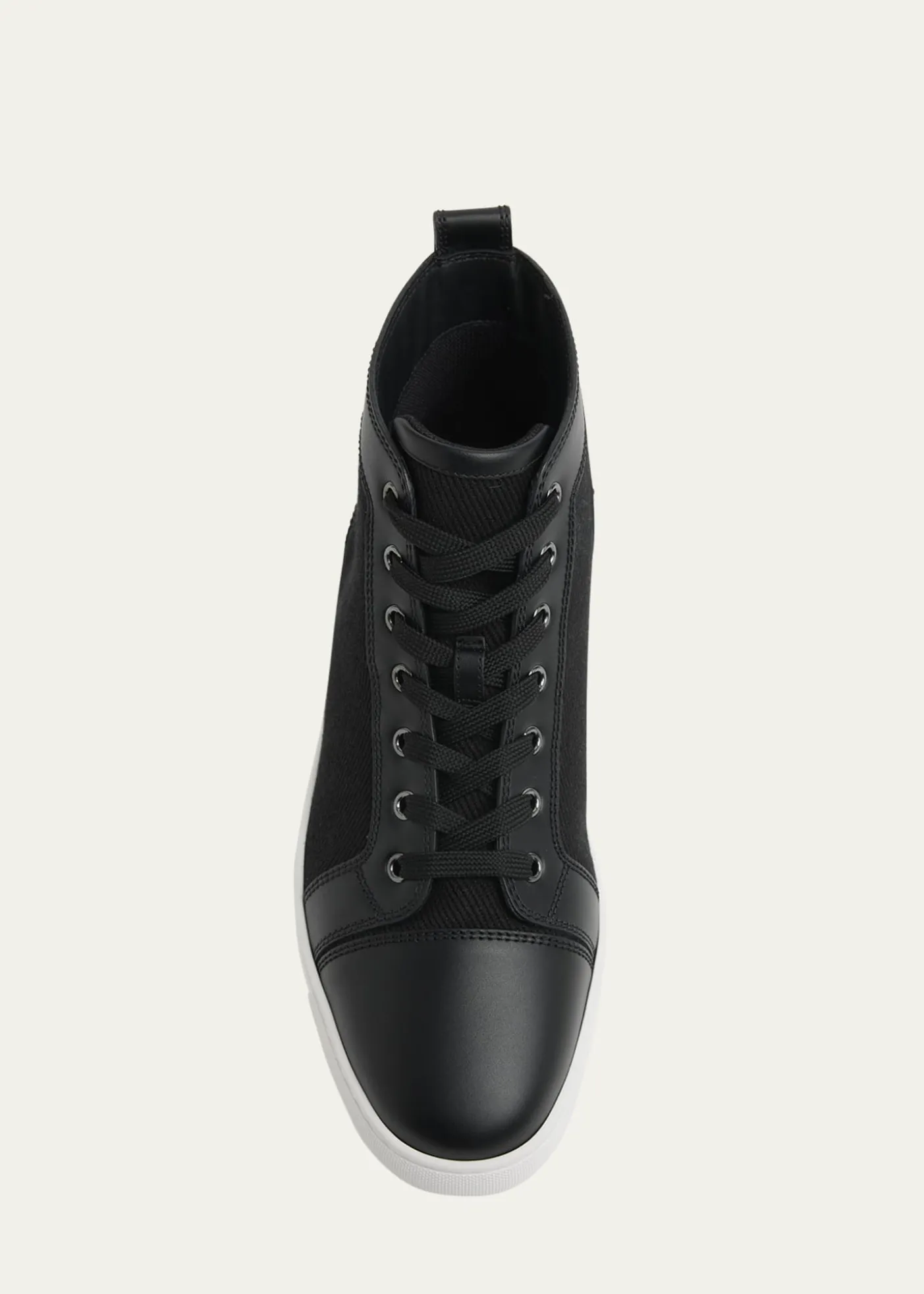 Christian LouboutinMen's Louis Textile and Leather Red-Sole High-Top Sneakers