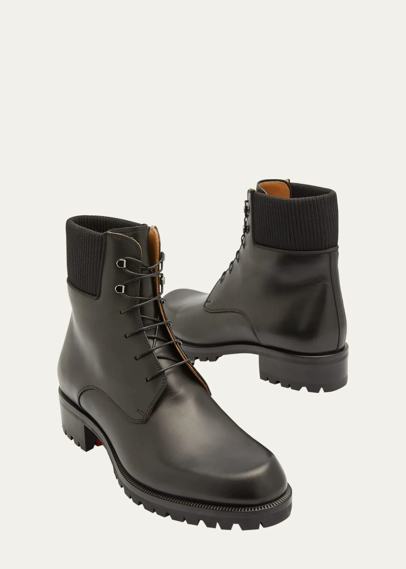 Christian LouboutinMen's Trapman Red Sole Leather Combat Boots