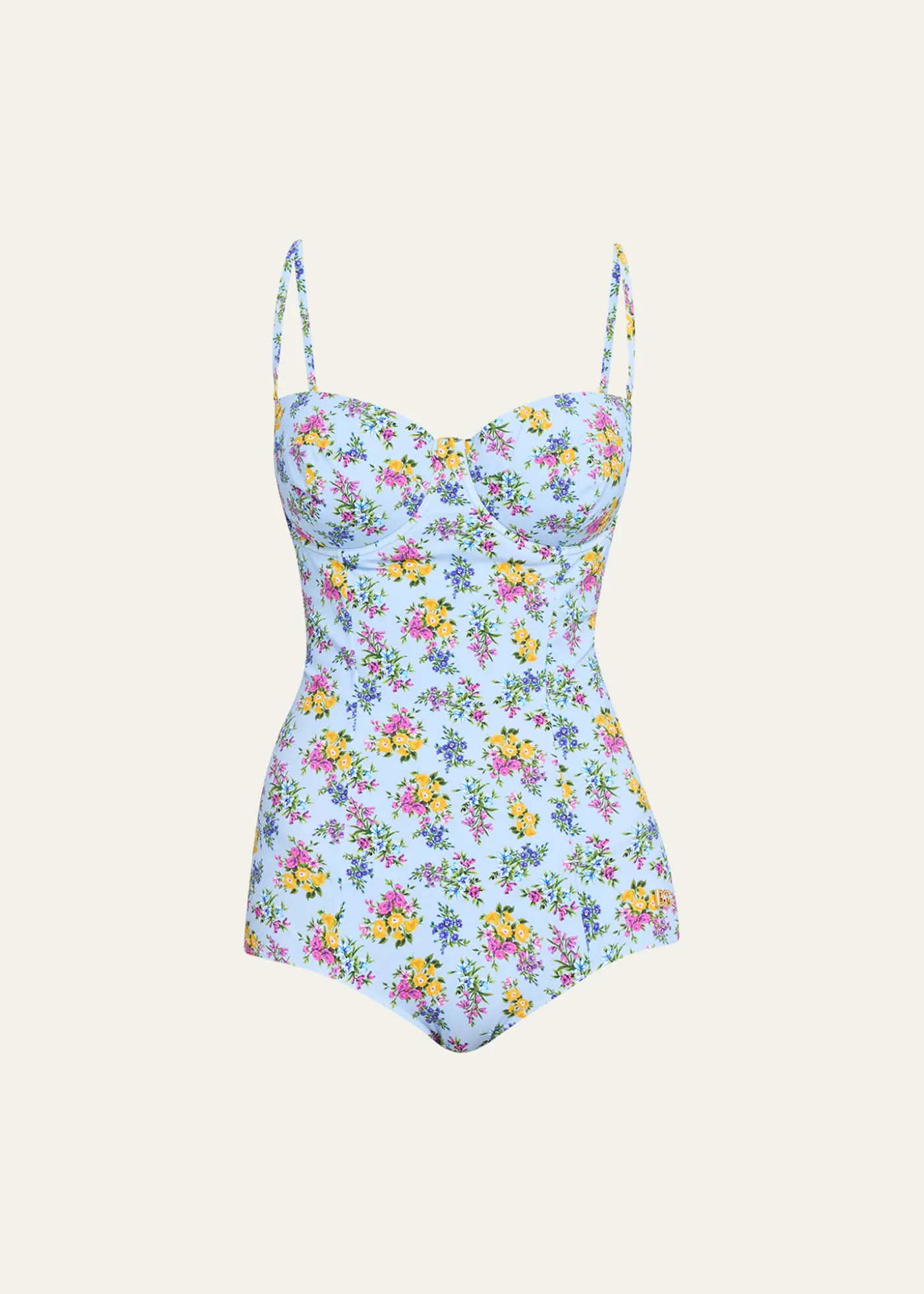 Dolce&GabbanaFloral Balconette One-Piece Swimsuit