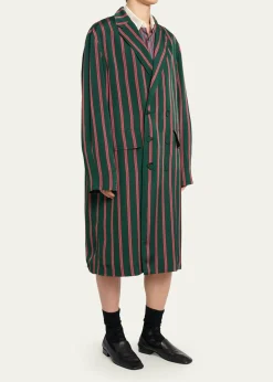 Dries Van NotenMen's Striped Viscose-Silk Coat
