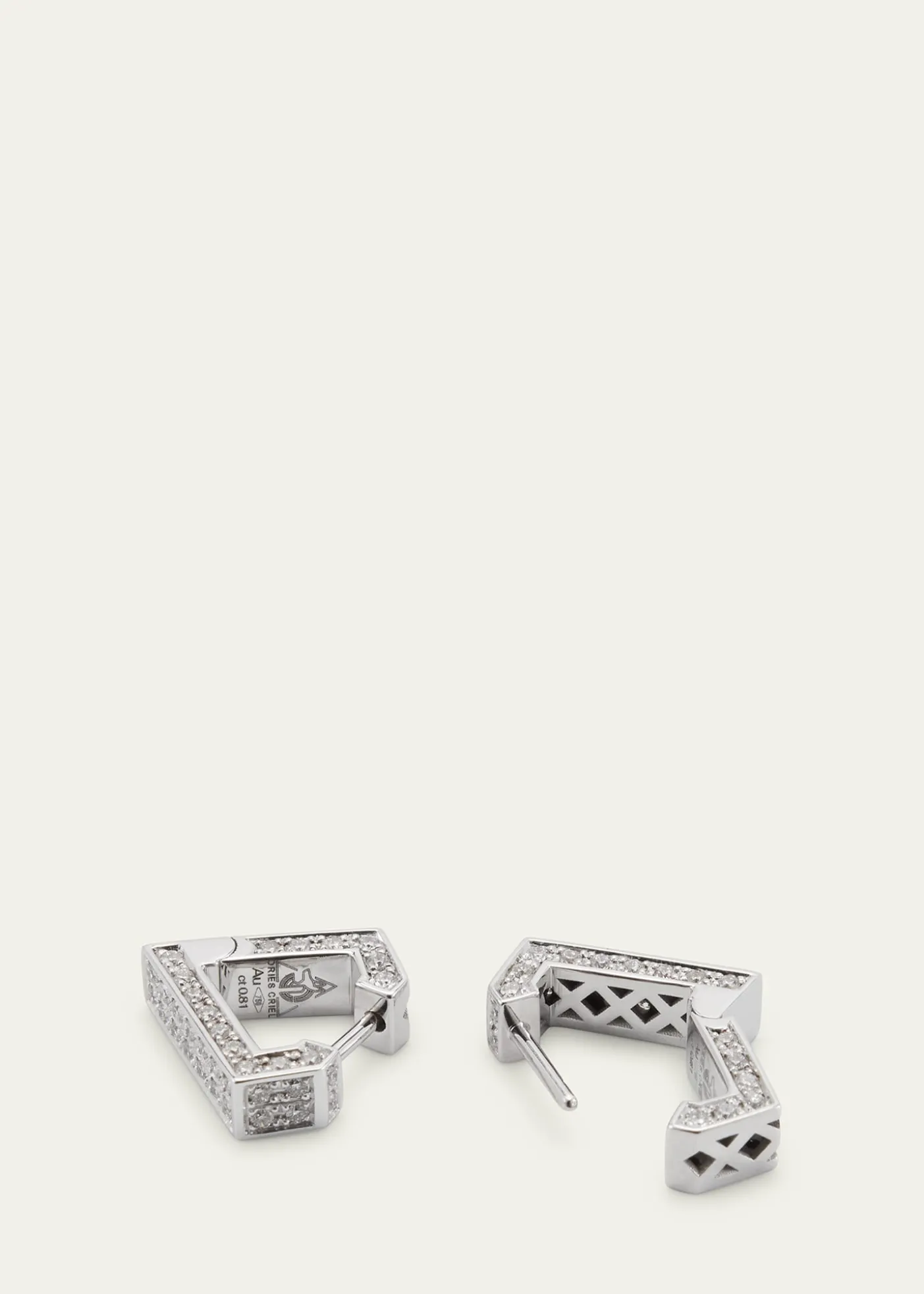 Dries Criel18K White Gold Mini Brute Diamanti Earrings