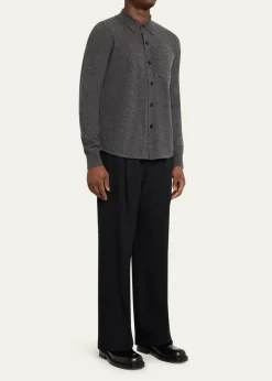 Dries Van NotenMen's Monaco Cashmere Knit Pocket Button-Down Shirt