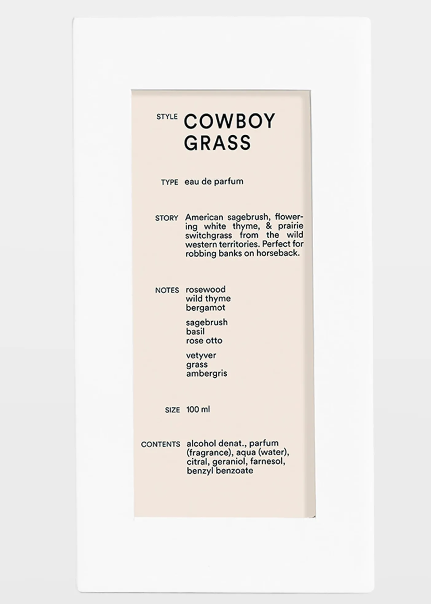 D.S. & DURGACowboy Grass Eau de Parfum, 3.4 oz.