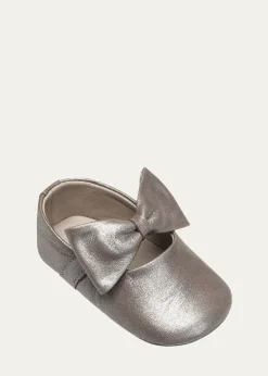 ElephantitoGirl's Leather Ballet Flat w/ Bow, Baby
