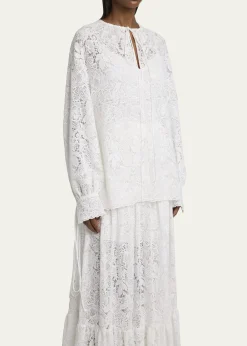 ErdemFloral Lace Drawstring Blouse