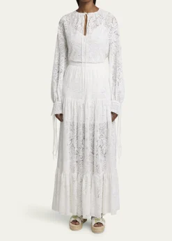 ErdemTiered Floral Lace Skirt