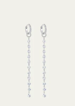 64 Facets18K White Gold Single Tassel Earrings with Diamonds, 3"L