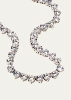 Fantasia by DeSerio0.25 Carats Per Station Three-Prong CZ Tennis Necklace