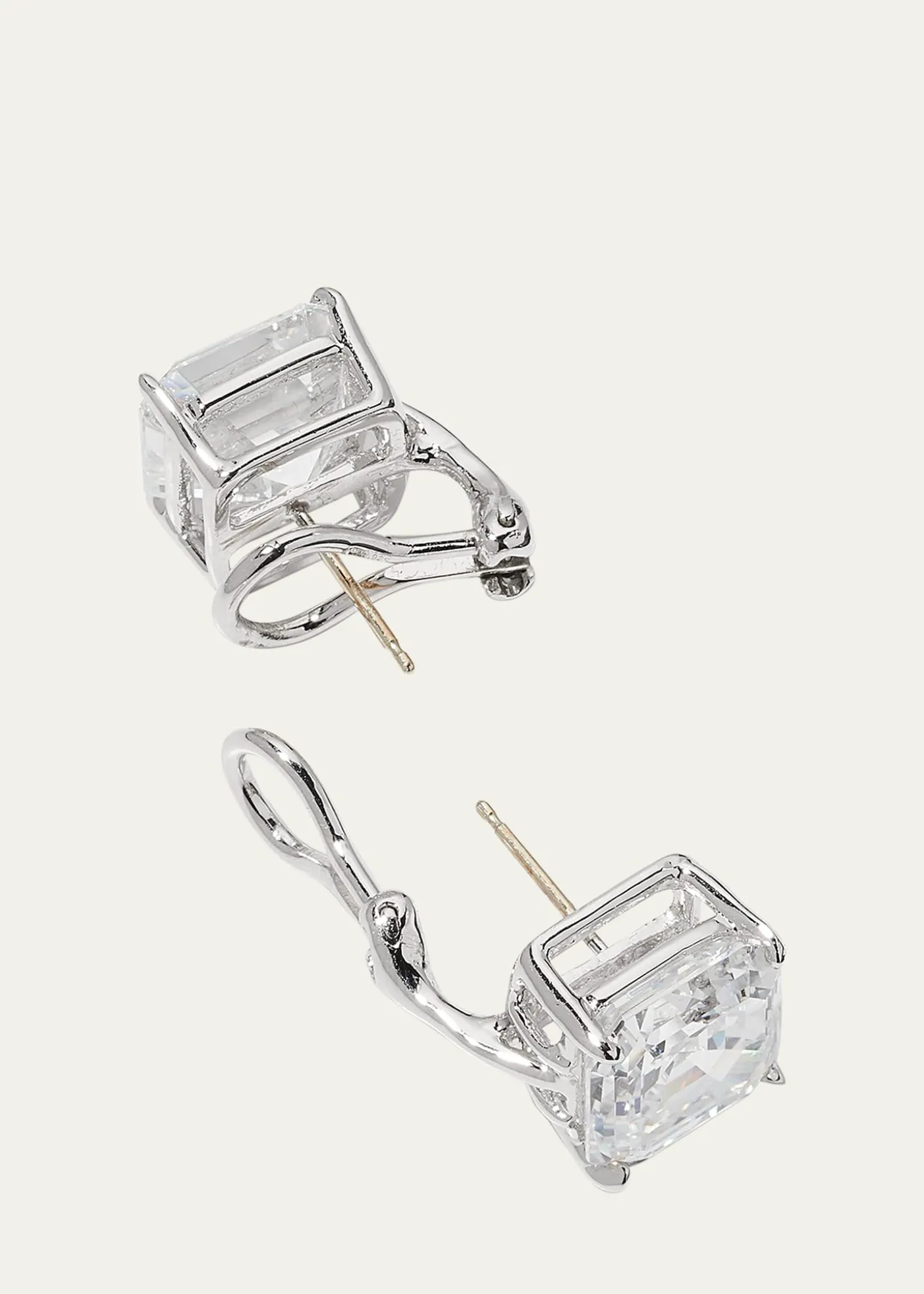 Fantasia by DeSerio18K Gold Plated Asscher Stud Earrings, 10.0tcw