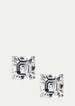 Fantasia by DeSerio14K Yellow Gold 5ct Asscher Stud Earrings