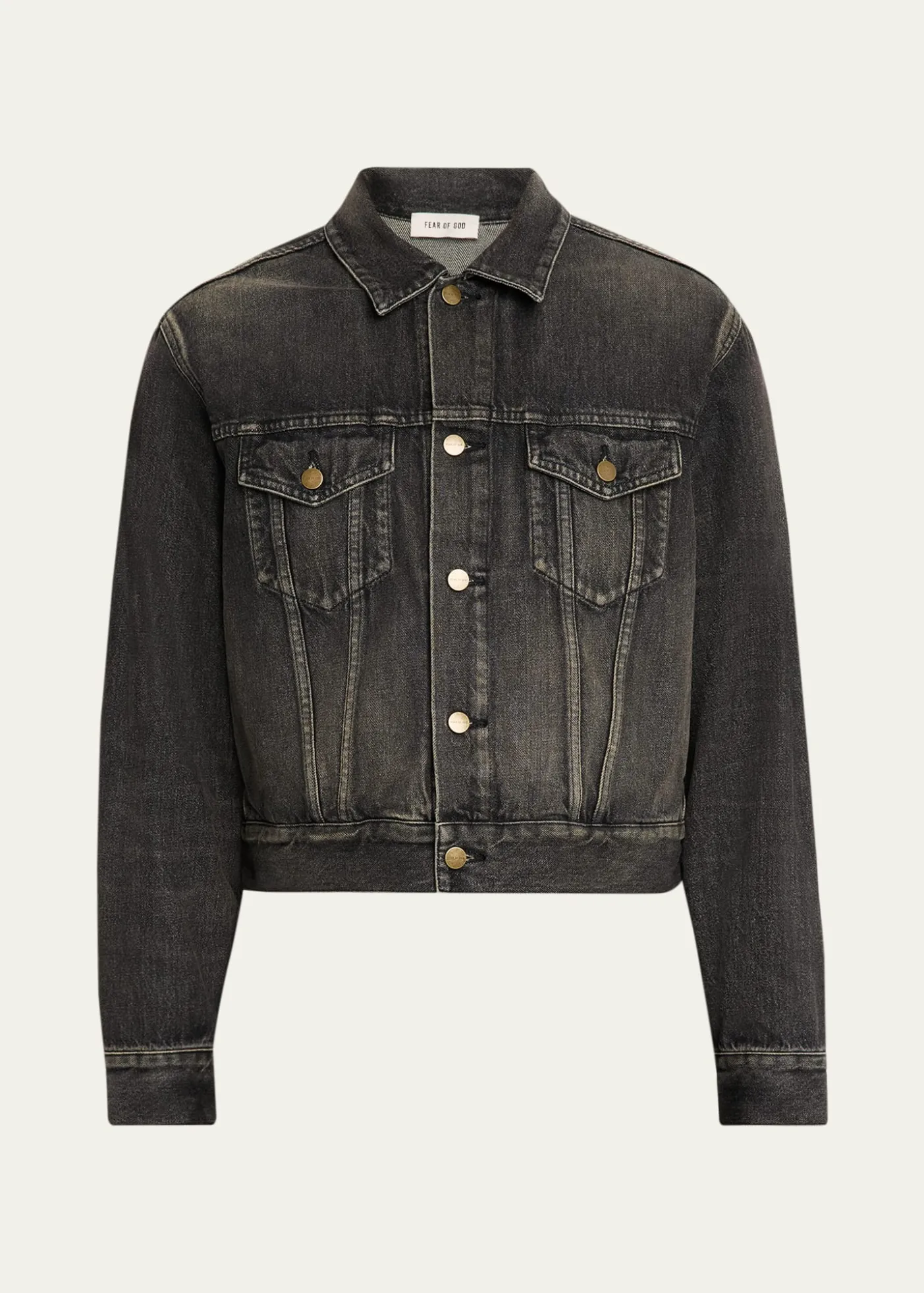Fear of GodMen's Washed Black Denim Trucker Jacket