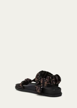 Fendi Girl's Ruched Logo Hiking Sporty Sandals, Baby