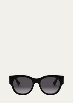 FendiBaguette Logo Round Acetate Sunglasses