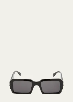 FendiMen's Raised Logo Rectangle Sunglasses