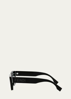 FendiMen's Signature Oval Logo Sunglasses