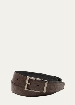 FerragamoMen's Double Adjustable Square-Buckle Leather Belt