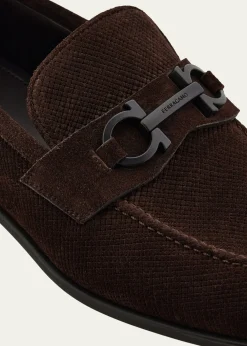 FerragamoMen's Foster Textured Suede Gancini Bit Loafers