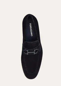 FerragamoMen's Foster Textured Suede Gancini Bit Loafers