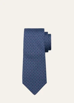 FerragamoMen's Gancini Monogram-Print Silk Tie