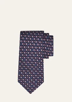 FerragamoMen's Gancini Turtle Micro-Print Tie