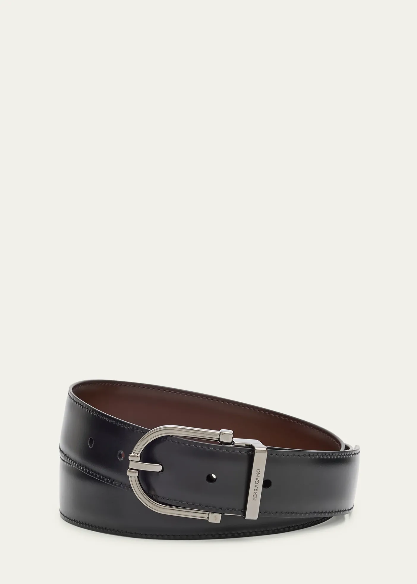 FerragamoMen's Reversible Leather Curve-Buckle Belt