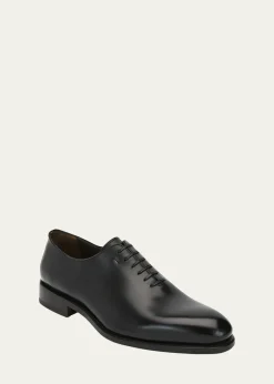 FerragamoMen's Angiolo Tramezza Whole-Cut Leather Lace-Up Shoes