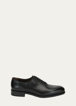 FerragamoMen's Angiolo Tramezza Whole-Cut Leather Lace-Up Shoes