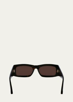 FerragamoMen's Classic Logo Acetate Rectangle Sunglasses, 57mm