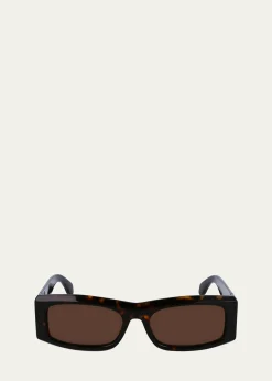 FerragamoMen's Classic Logo Acetate Rectangle Sunglasses, 57mm