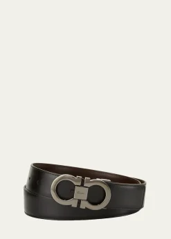 FerragamoMen's Reversible Leather Double-Gancio Belt