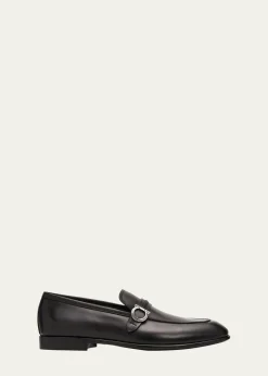 FerragamoMen's Terence Calfskin Gancini Saddle-Strap Loafers