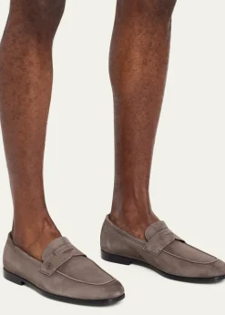 FerragamoMen's Tiberio Kid Suede Micro-Gancio Penny Loafers